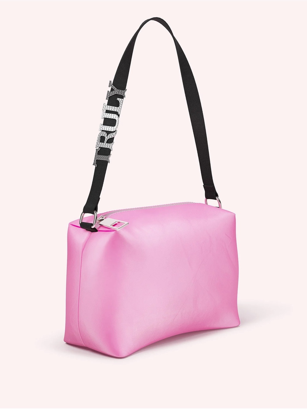 TRULY Pink Shoulder Bag with Black Logo Strap